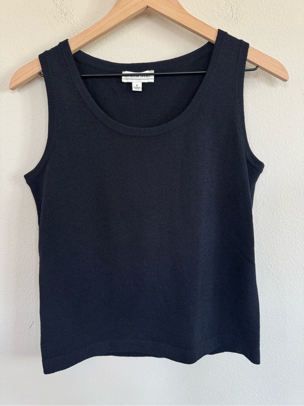 St John Sport Navy Blue Knit Tank Top Petite P Made In USA